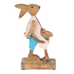 [6H2153] Deko Kaninchen Braun, Blau 12x6x22 cm