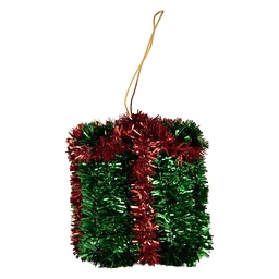 [66612] Decorazione pendente Scatola regalo Verde Rosso 6x6x6 cm