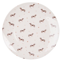 Clayre & Eef Dinerbord Ø 26 cm Beige Bruin Porselein Teckels