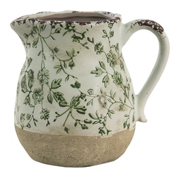 [6CE1386M] Pichet décoratif Vert, Blanc 16x13x15 cm