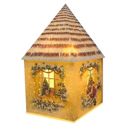 [67044] Décoration Maison avec LED Marron Blanc 11x11x21 cm / 3xAA