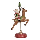 Décoration de Noël Père Noël sur un renne Rouge Marron 16x11x30 cm