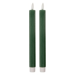 [6CA0002DGR] Kerze mit LED set 2 Grün Ø 2x25 cm / 2xAAA