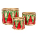 Flower Pot Inside Drum (set 3) Red Green Ø 32x25 / Ø 24x19 / Ø 18x15 cm