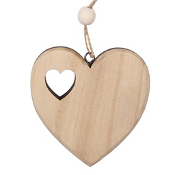 [66586] Decorative Hanger Heart Brown Beige 8x2x8 cm