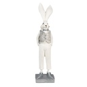 Decoration Statue Rabbit White silver coloured 9x13x36 cm