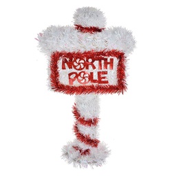 [65491] Weihnachtsdekoration North Pole Rot Weiß 20x8x36 cm