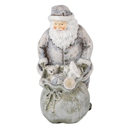 [6PR4729] Weihnachtsdeko Standbild Weihnachtsmann Grau, Weis 10x7x13 cm