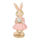 Décoration Lapin Beige Rose 9x9x19 cm