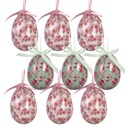Decorative Hanger Egg (set 9) White Pink Ø 5x8 cm