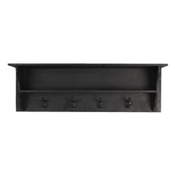 [5H0473Z] Wandgarderobe 4 haken Schwarz 90x18x29 cm
