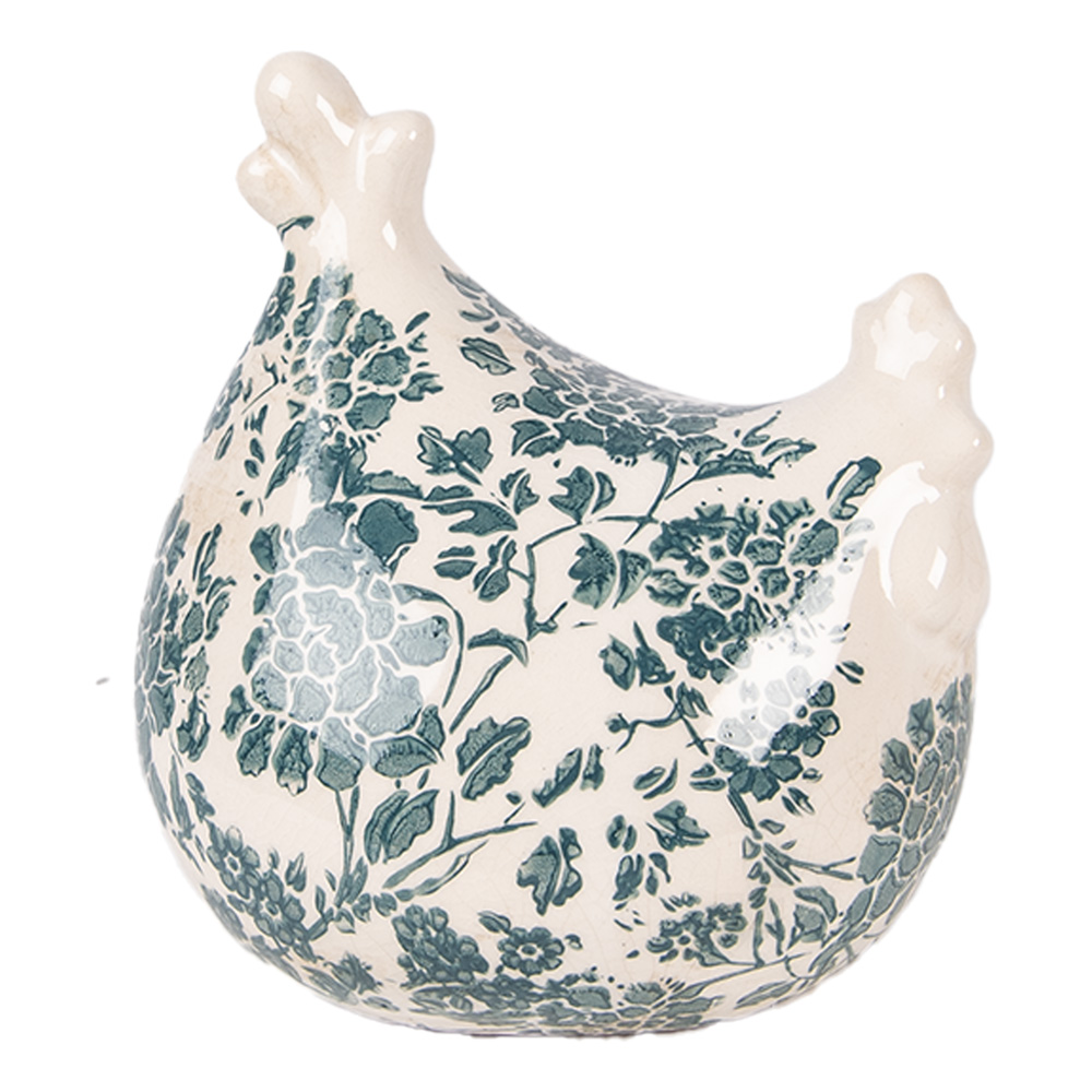 Décoration Poule Beige Vert 12x11x13 cm