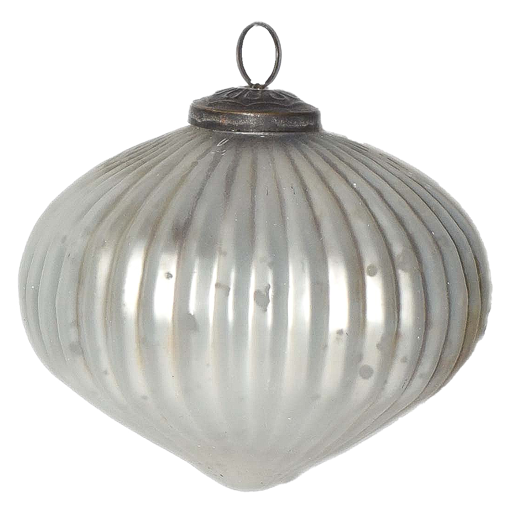 Christmas Bauble White, Silver Ø 12x12 cm