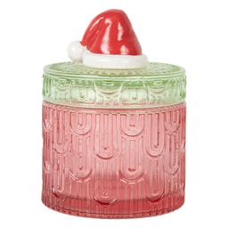 [6GL5343] Barattolo con Coperchio Rosso Verde Ø 9x12 cm