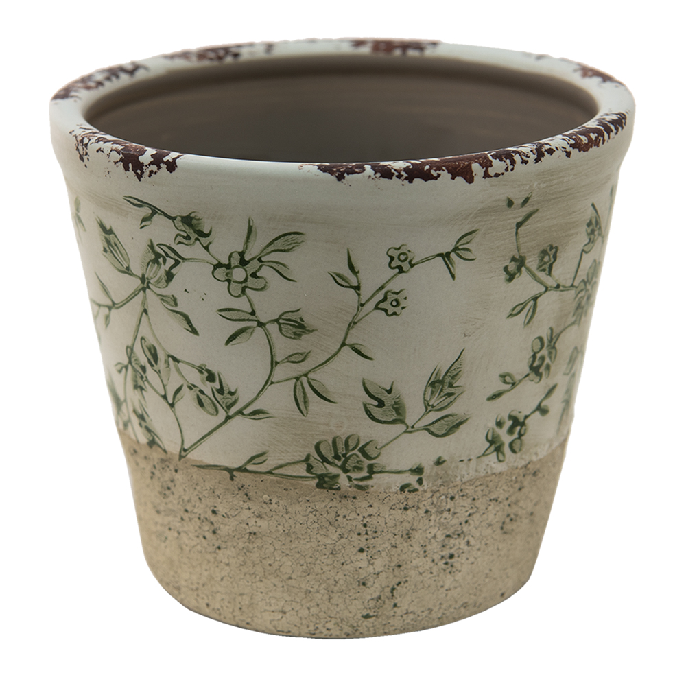 Pot de fleurs d'intérieur Vert, Blanc Ø 12x10 cm