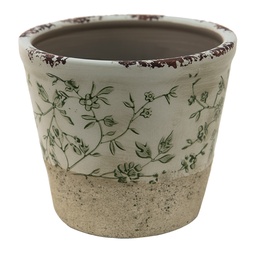 [6CE1384M] Pot de fleurs d'intérieur Vert, Blanc Ø 12x10 cm