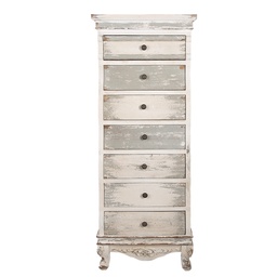 [5H0737] Cassettiera Bianco Grigio 56x43x145 cm