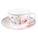 Tasse et soucoupe Blanc, Rose 12x8x10 cm / Ø 15x2 cm / 230 ml