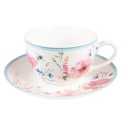 [PPOKS] Tasse et soucoupe Blanc, Rose 12x8x10 cm / Ø 15x2 cm / 230 ml