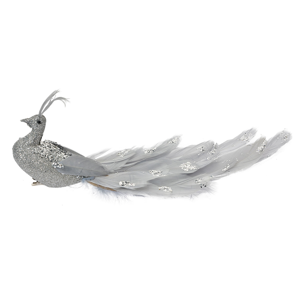 Dekoration Vogel Silberfarbig Grau 30x9x9 cm
