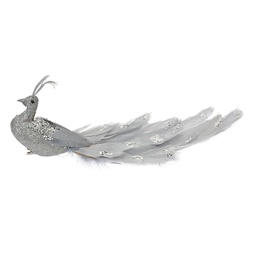 [66143] Dekoration Vogel Silberfarbig Grau 30x9x9 cm