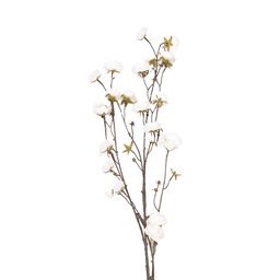 [5PL0239W] Deko Ast mit Blumen Weiß Braun 15x15x115 cm