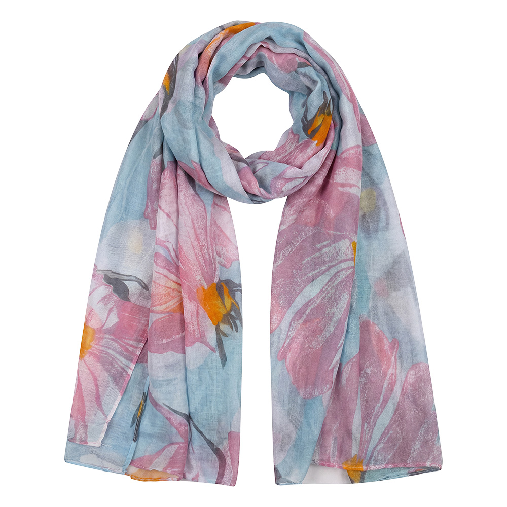 Clayre & Eef Printed Scarf Pink Polyester
