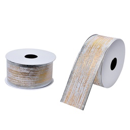 [LI0122] Schleife Weiß Goldfarbig 3.8 cm x 2.7 m