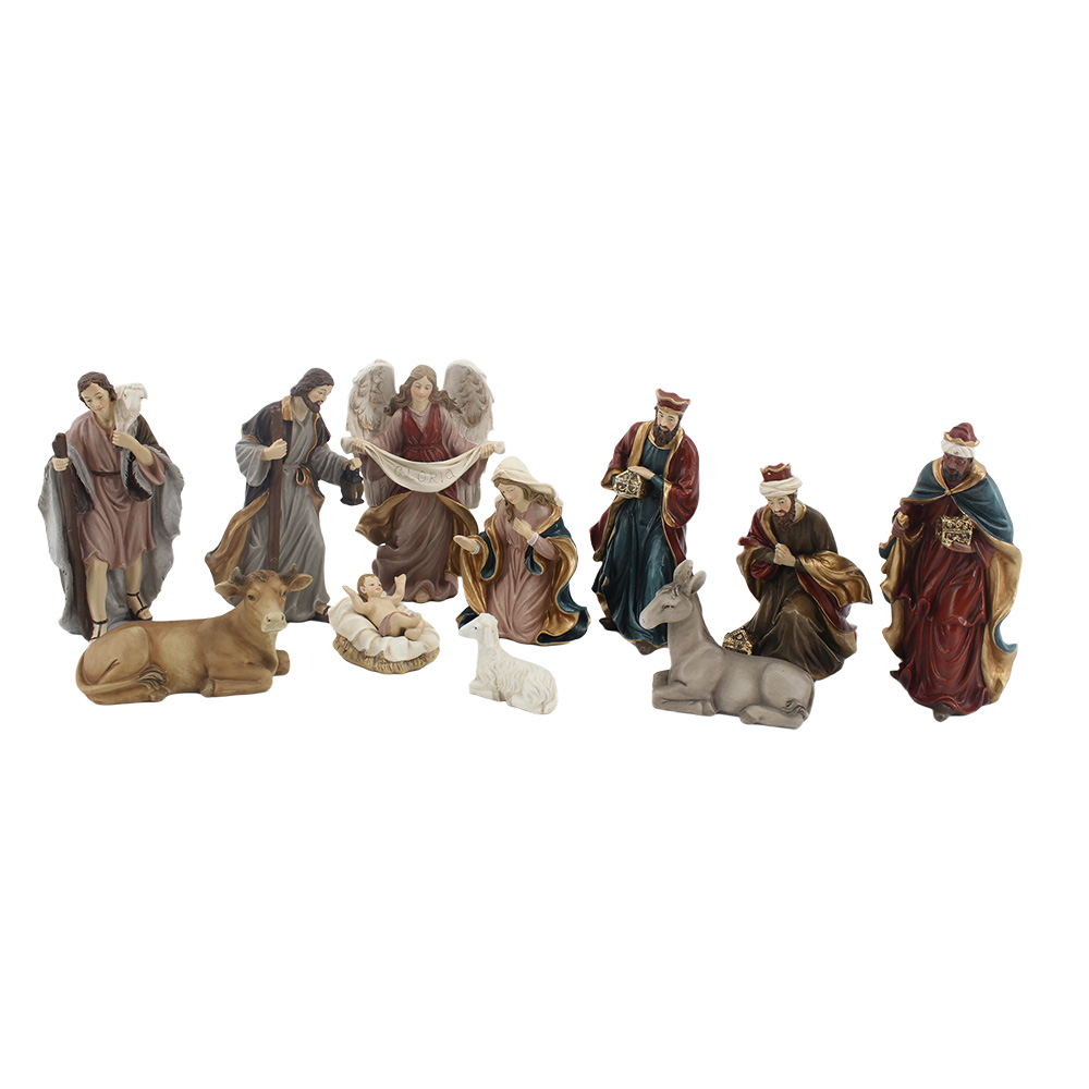 Weihnachtsdeko Weihnachtsgruppe (11er-Set) Beige Braun 10x5x15 cm