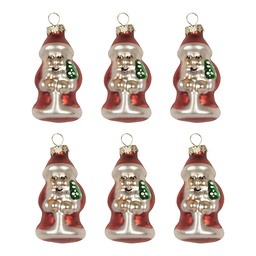 [6GL5322] Weihnachtsanhänger (set 6) Rot Silberfarbig Ø 3x35 cm