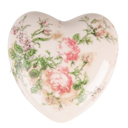 [6CE1542L] Decoration Heart Pink, Beige 11x11x4 cm