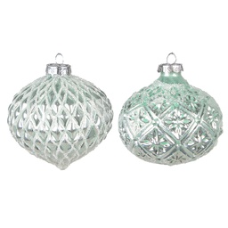 [6GL4128] Palla di natale Verde Argento Ø 10x10 cm (set 2)
