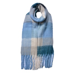 [JZSC0787BL] Scarf Women Print Blue 36x210 cm