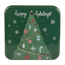 [6BL0209] Storage Tin Green White 17x17x6 cm