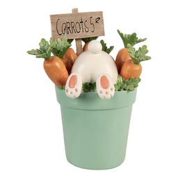 [6PR6108] Décoration Lapin Blanc Bleu 21x20x28 cm