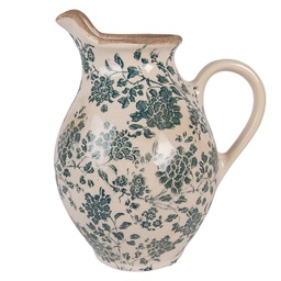 [6CE2237M] Dekorativer Krug Beige Grün 21x16x24 cm