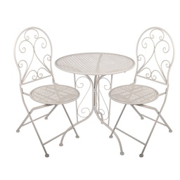 [5Y1431] Bistro Set Table Chairs (3 pcs) White Ø 60x70 / 39x39x94 cm (2)