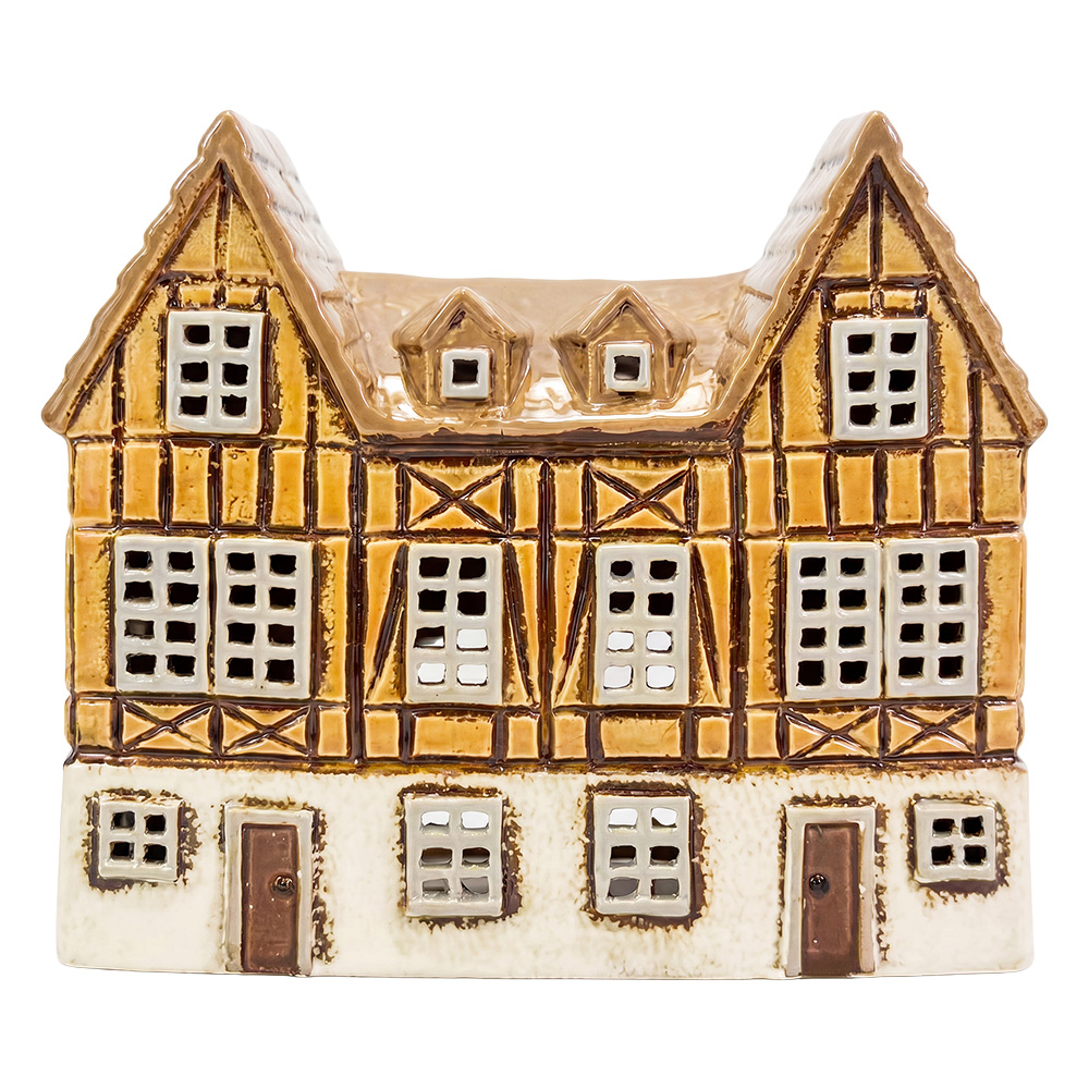 Kerzenhalter Weihnachten Häuschen Braun Beige 23x10x19 cm
