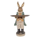 Décoration Lapin avec plat Couleur or Bleu 20x23x46 cm