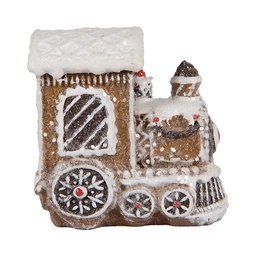[6PR5376] Décoration de Noël Locomotive Marron Blanc 5x3x5 cm