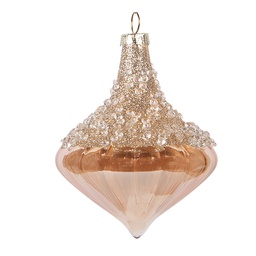 [6GL5129] Weihnachtskugel Beige Weiß Ø 8x10 cm