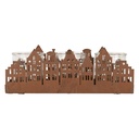 Tealight Holder Christmas Houses Brown 30x9x11 cm