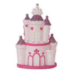 [6LMP802] Veilleuse Château LED Rose Violet 16x11x24 cm