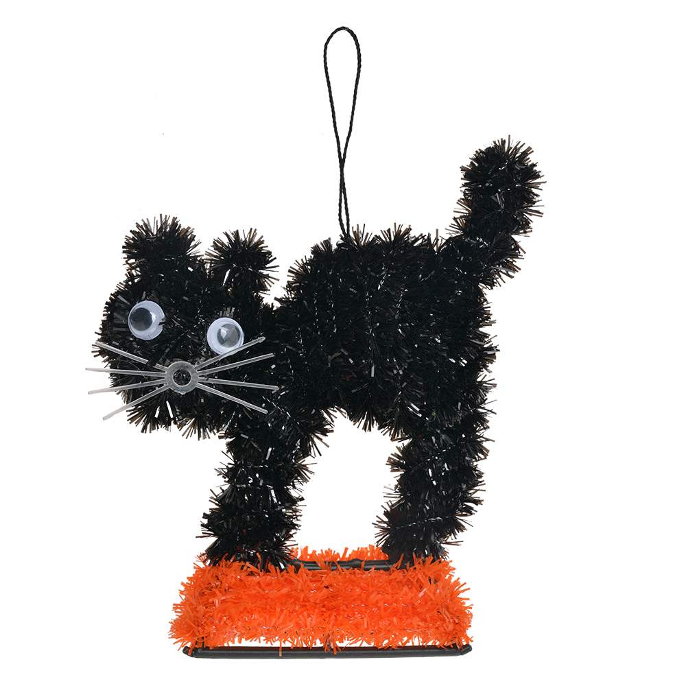 Decoration cat Black Orange 13x5x14 cm