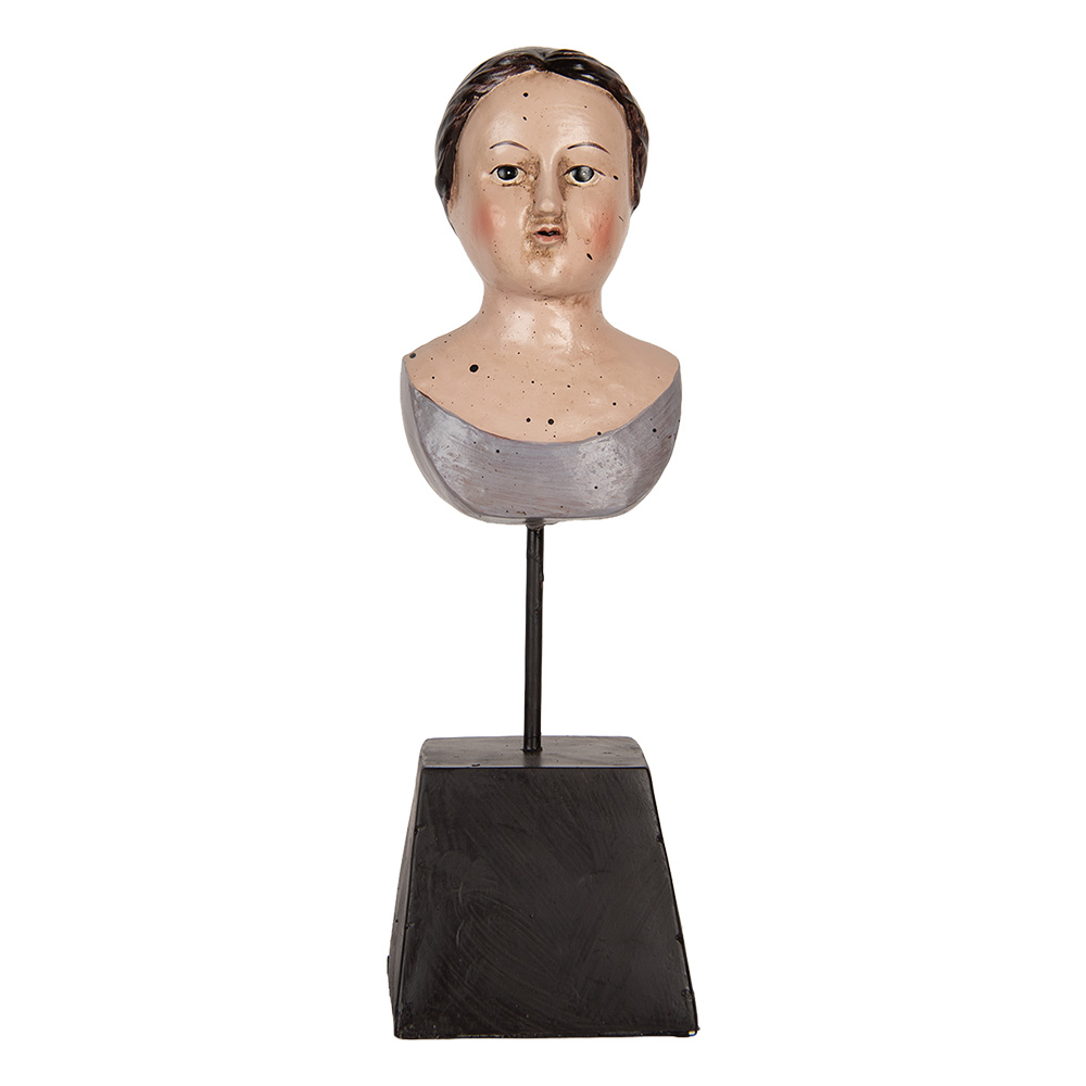 Decoratie buste vrouw 11x11x34 cm