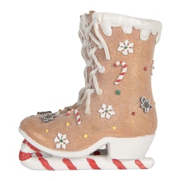 [6PR5780] Decoration Ice Skates Brown White 19x14x20 cm