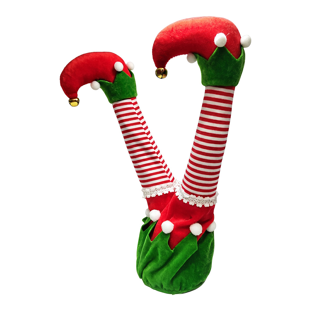 Decorazione Gambe da elfo di Natale Rosso Verde 35 cm / 3xAA