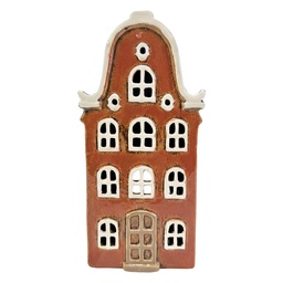 [6CE2524] Porte-lampes de Noël chalet Orange Beige 11x8x24 cm