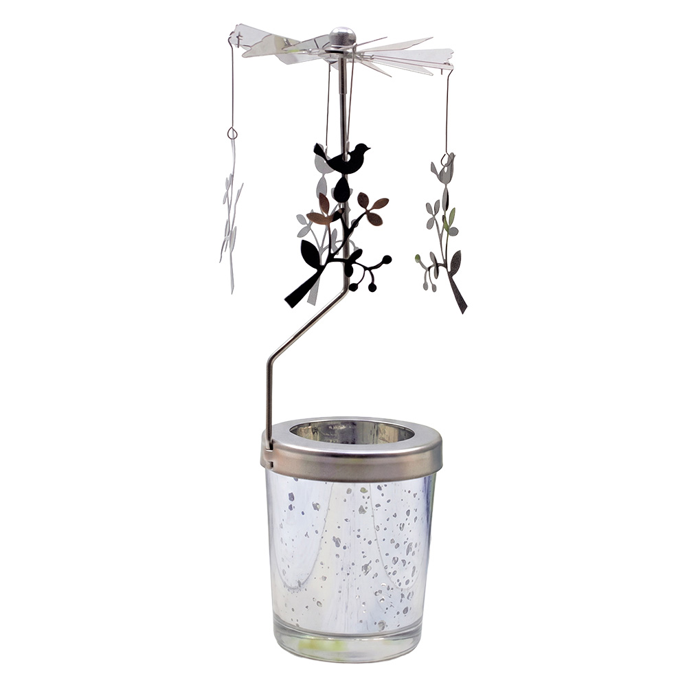 Tea light carousel Silver colored Ø 8x17 cm