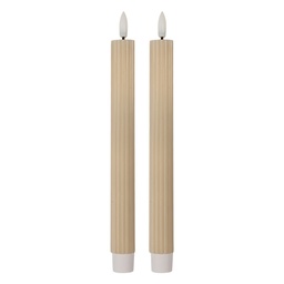 [6CA0002BE] Kerze mit LED set 2 Beige Ø 2x25 cm / 2xAAA